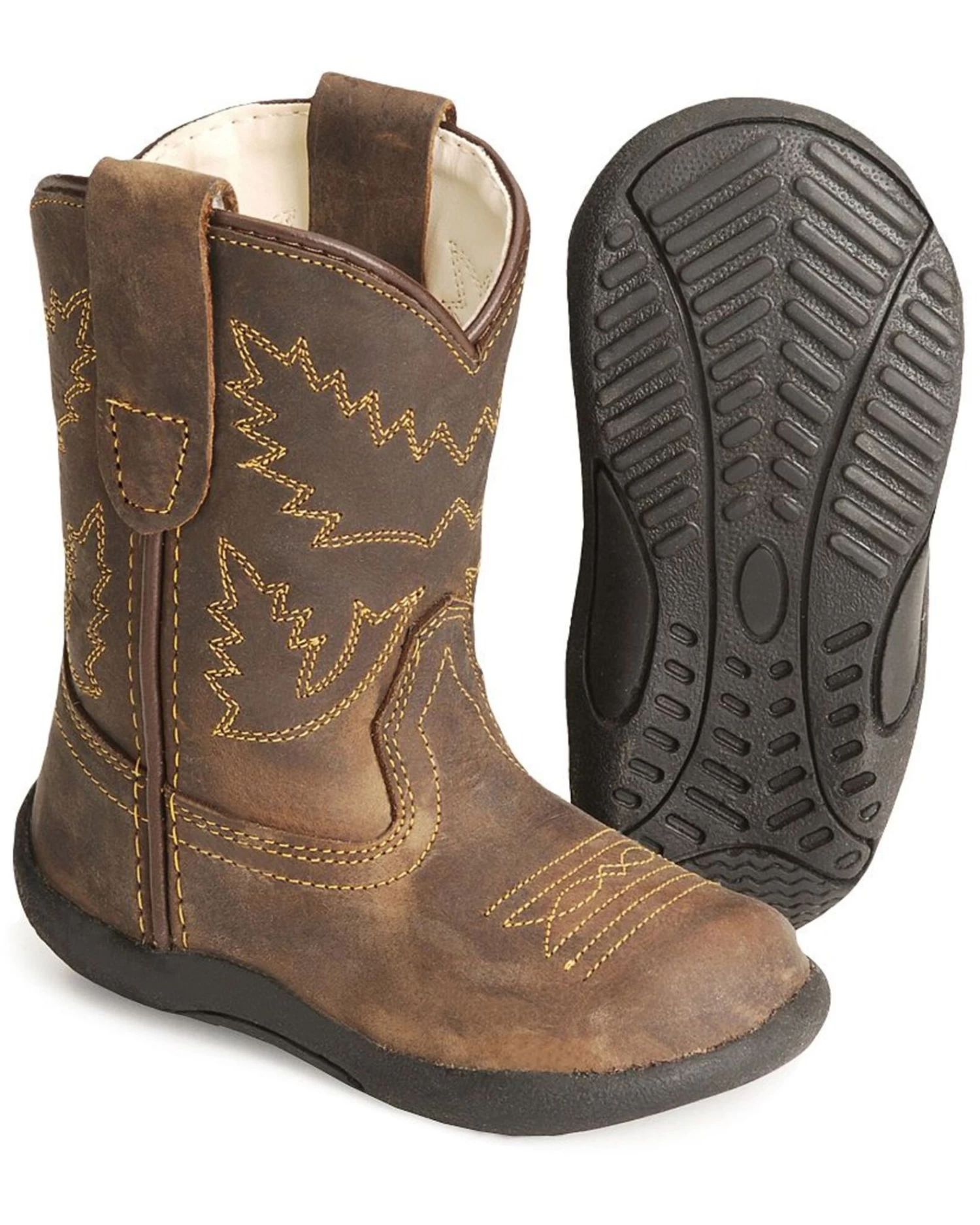Old West Toddler Boys' Crazy Horse Boots - Round Toe - Image 2