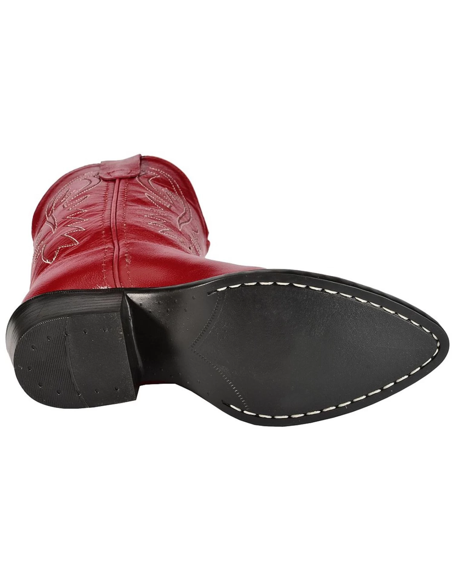 Old West Girls' Red Leather Western Boots - Pointed Toe - Image 5