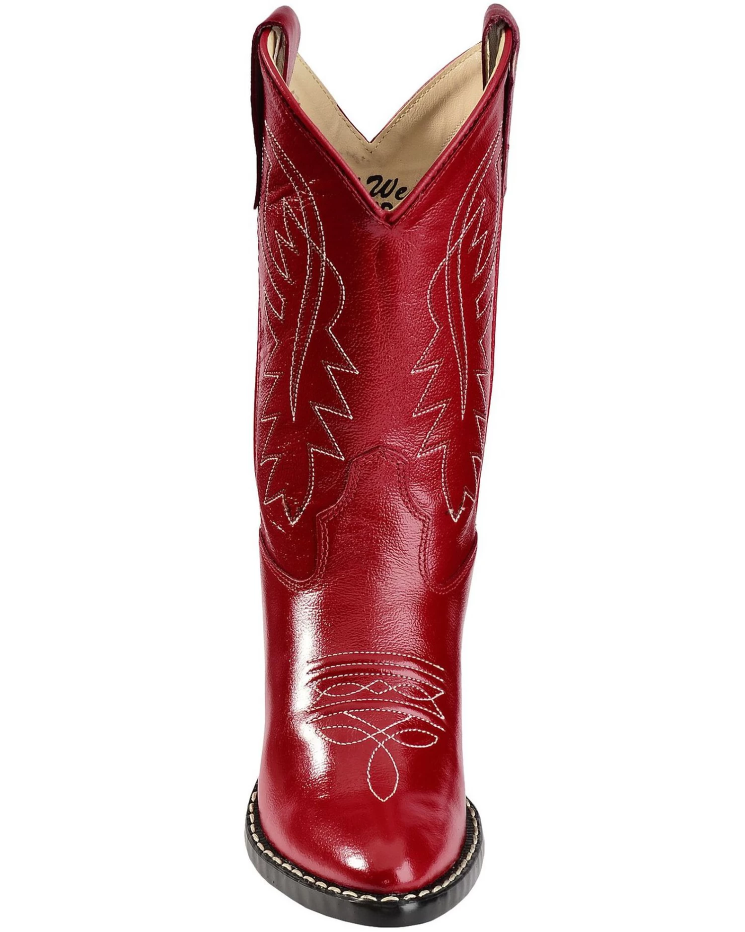 Old West Girls' Red Leather Western Boots - Pointed Toe - Image 4