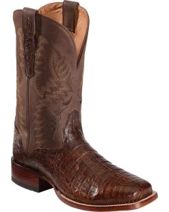 El Dorado Men's Handmade Caiman Belly Stockman Boots - Broad Square Toe