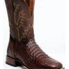 El Dorado Men's Handmade Caiman Back Brass Stockman Boots - Broad Square Toe