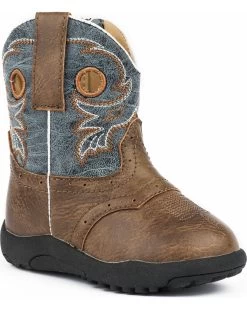 Roper Infant Boys' Daniel Distressed Saddle Vamp Cowbabies Boots - Round Toe