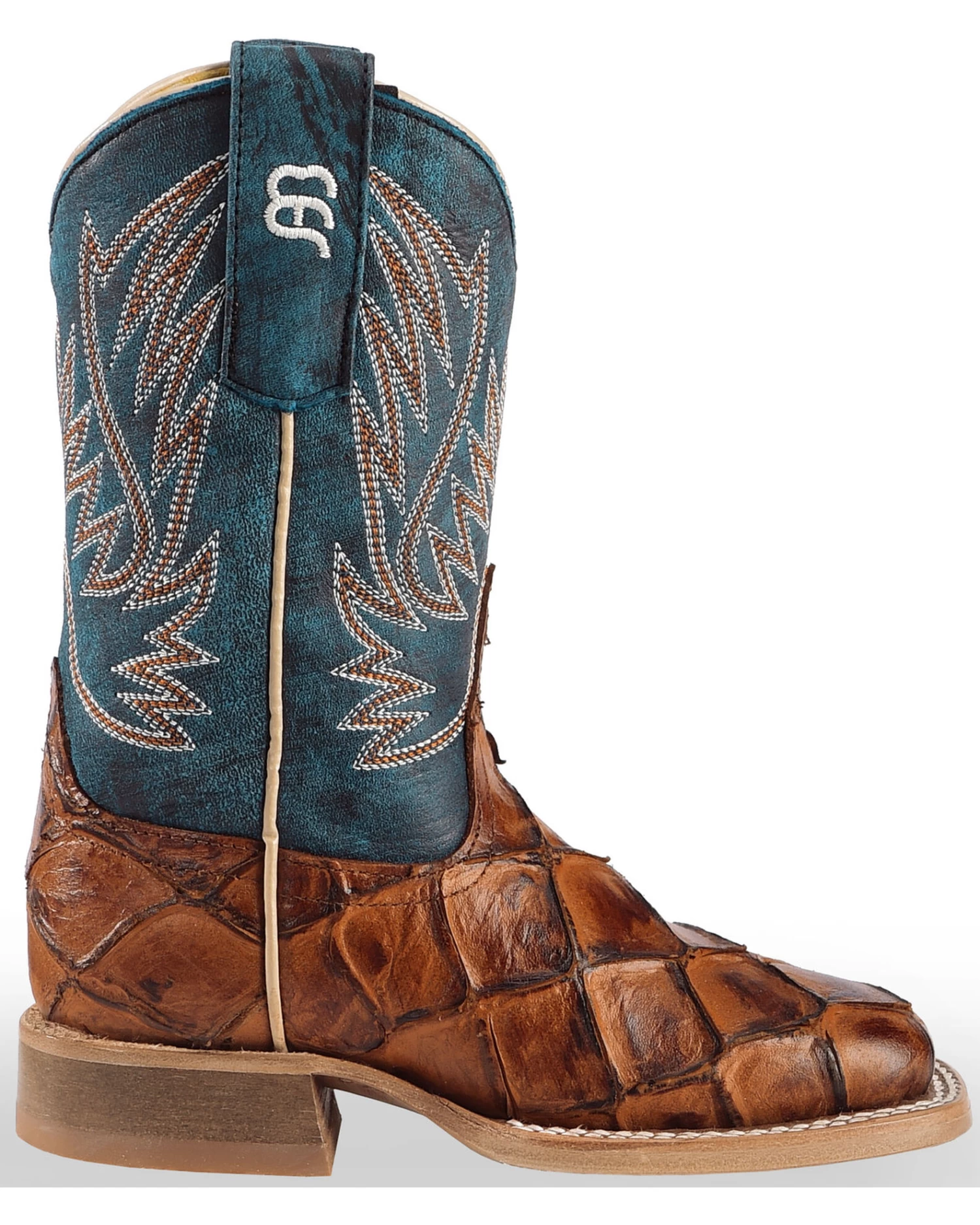 Horse Power Boys' Seas The Day Fish Print Boots - Square Toe - Image 2