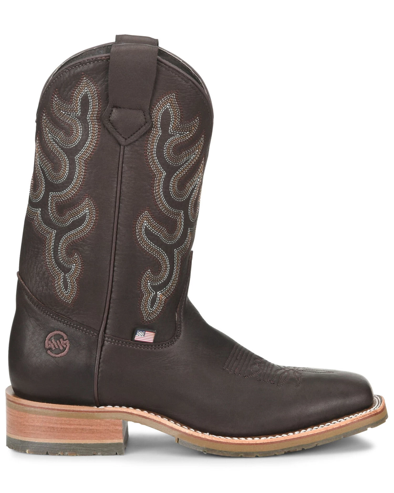Double H Men's Dark Brown Elk Western Boots - Broad Square Toe - Image 2