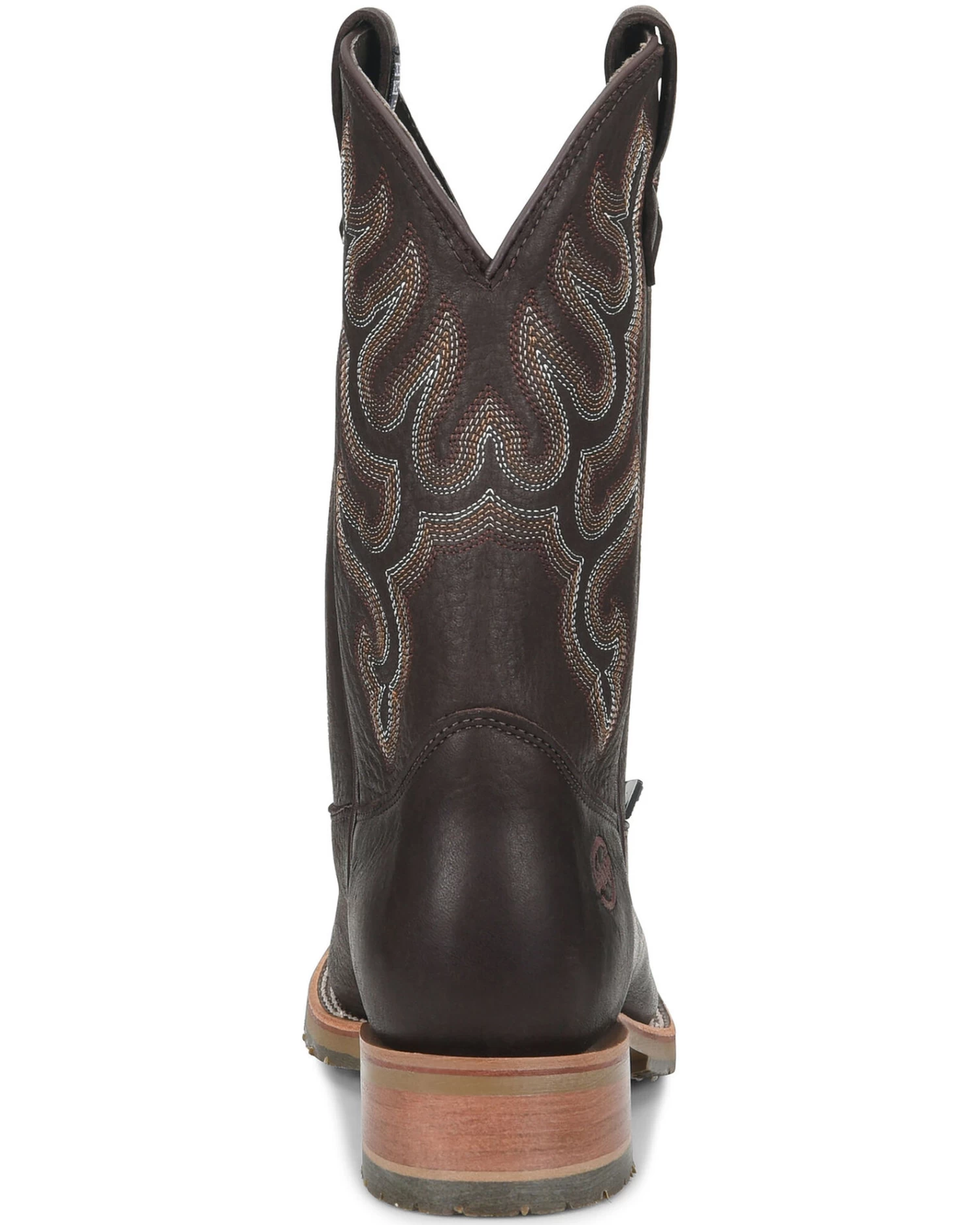 Double H Men's Dark Brown Elk Western Boots - Broad Square Toe - Image 4