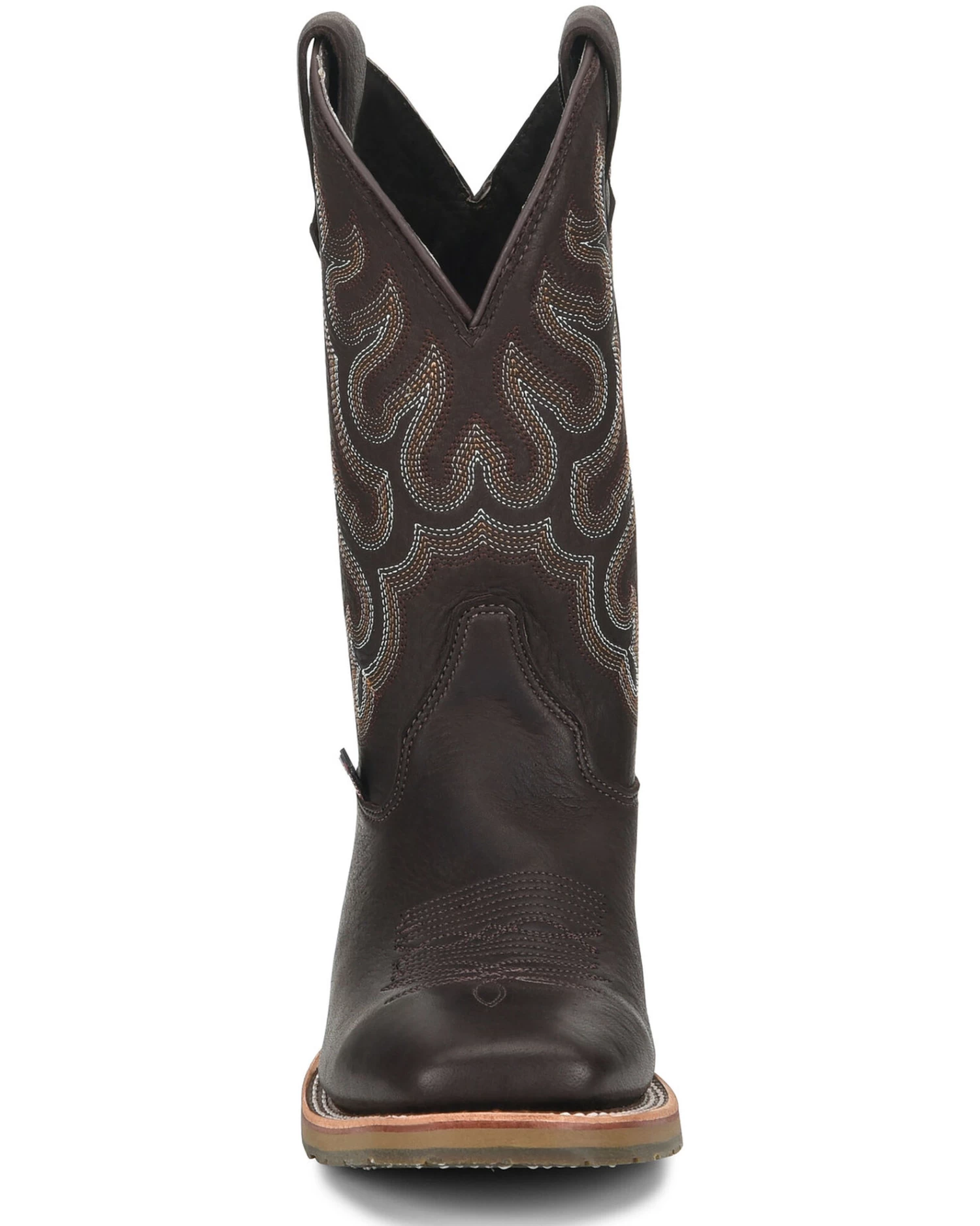 Double H Men's Dark Brown Elk Western Boots - Broad Square Toe - Image 5