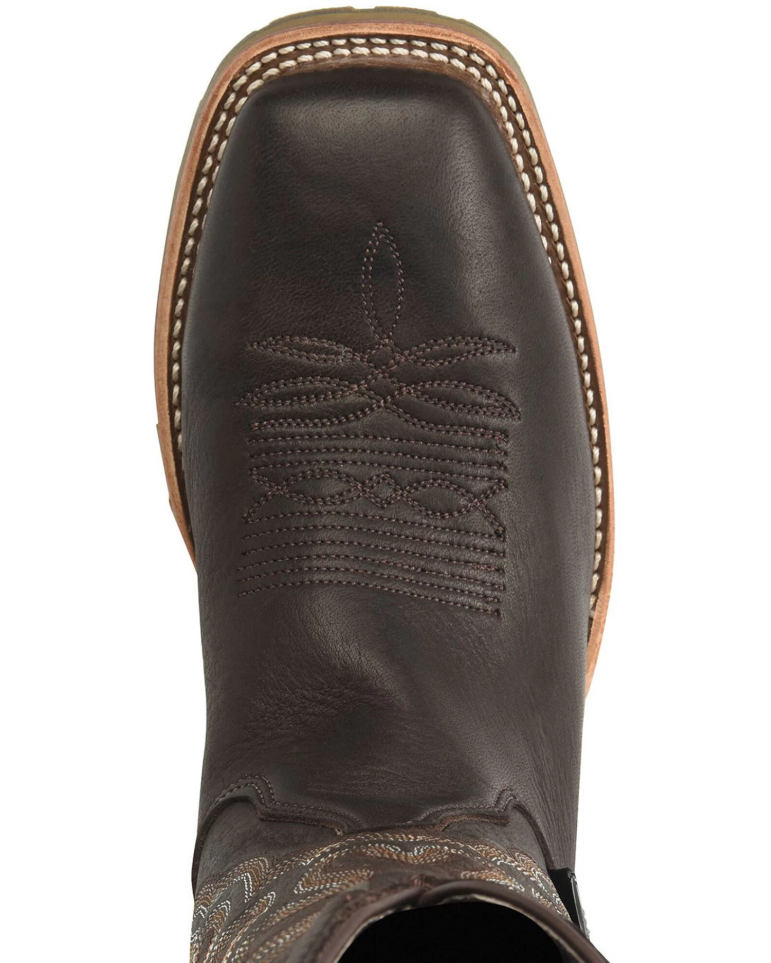 Double H Men's Dark Brown Elk Western Boots - Broad Square Toe - Image 6