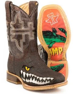 Tin Haul Boys' Swamp Chomp Western Boots - Broad Square Toe