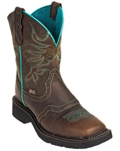 Justin Women's Mandra Chocolate Western Boots - Broad Square Toe