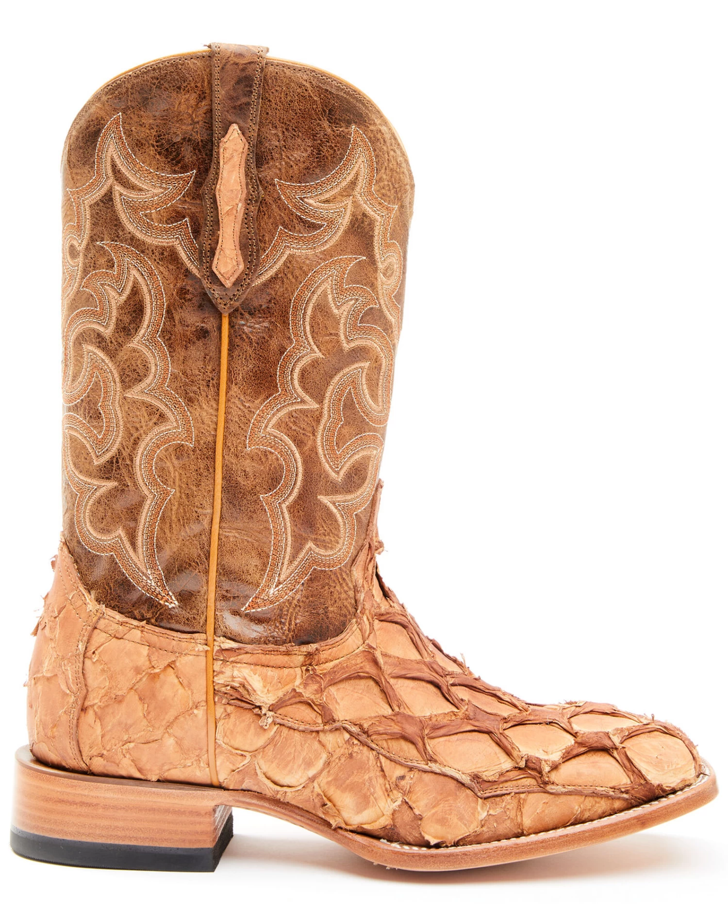 Cody James Men's Caramel Matte Pirarucu Exotic Western Boots - Broad Square Toe - Image 2