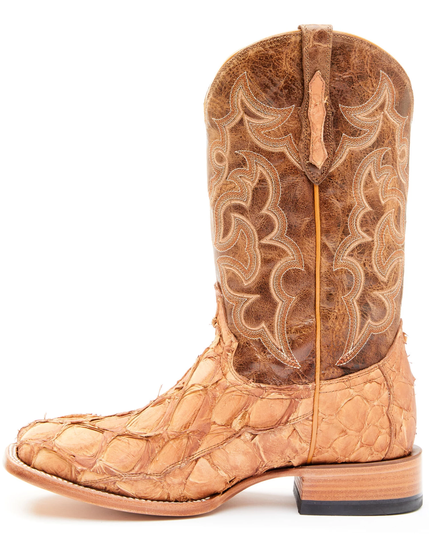 Cody James Men's Caramel Matte Pirarucu Exotic Western Boots - Broad Square Toe - Image 3