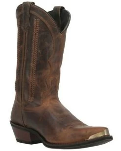 Laredo Men's Murphy Braid Bucklace Distressed Western Boots - Snip Toe 