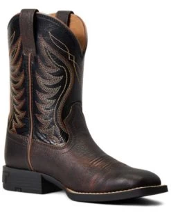 Ariat Boys' Amos Hand-Stained Western Boot - Broad Square Toe 