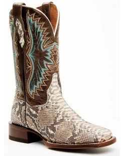 Dan Post Women's Back Cut Natural Python Exotic Western Boot - Broad Square Toe