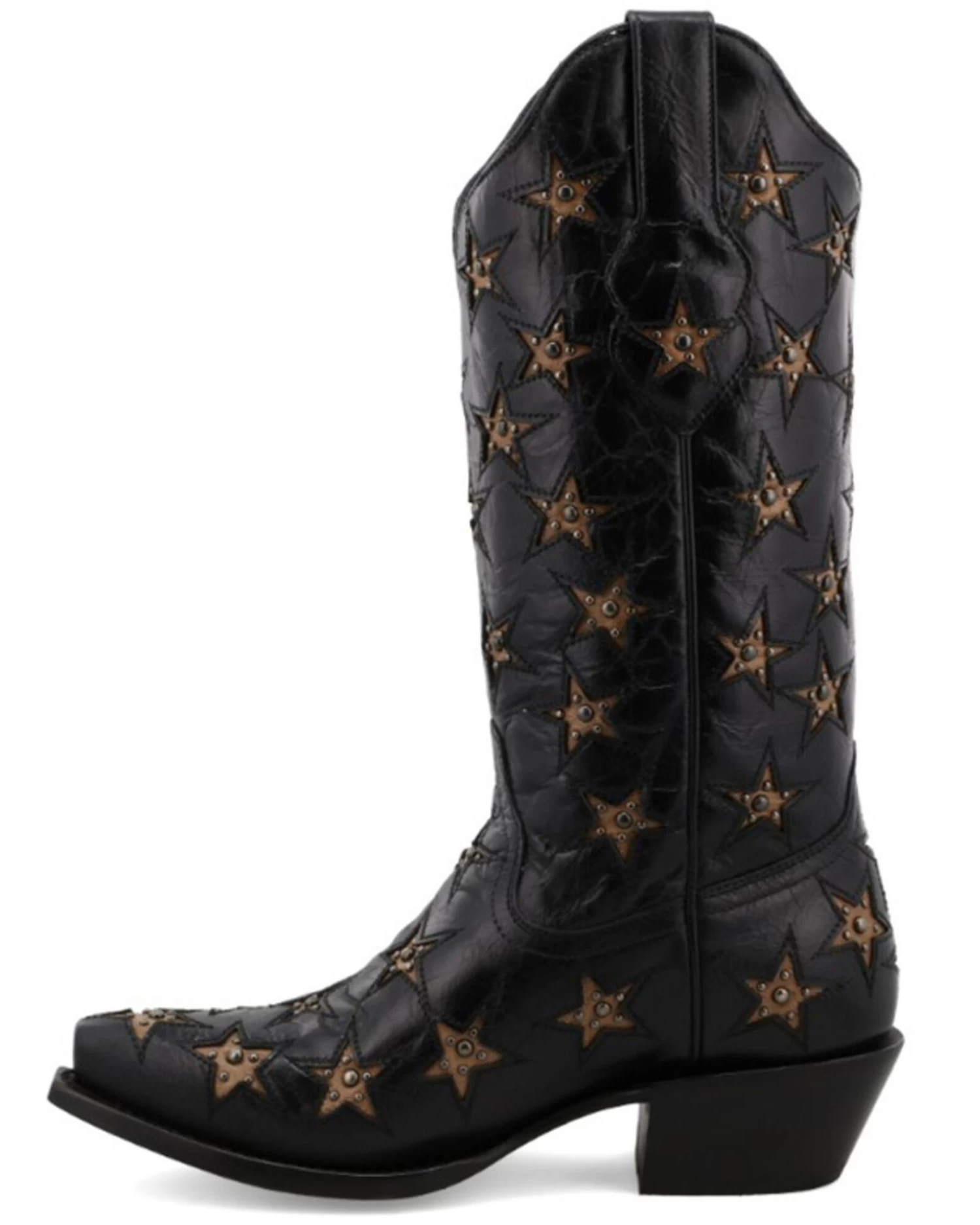 Black Star Women's Marfa Star Inlay Studded Leather Western Boot - Snip Toe - Image 3