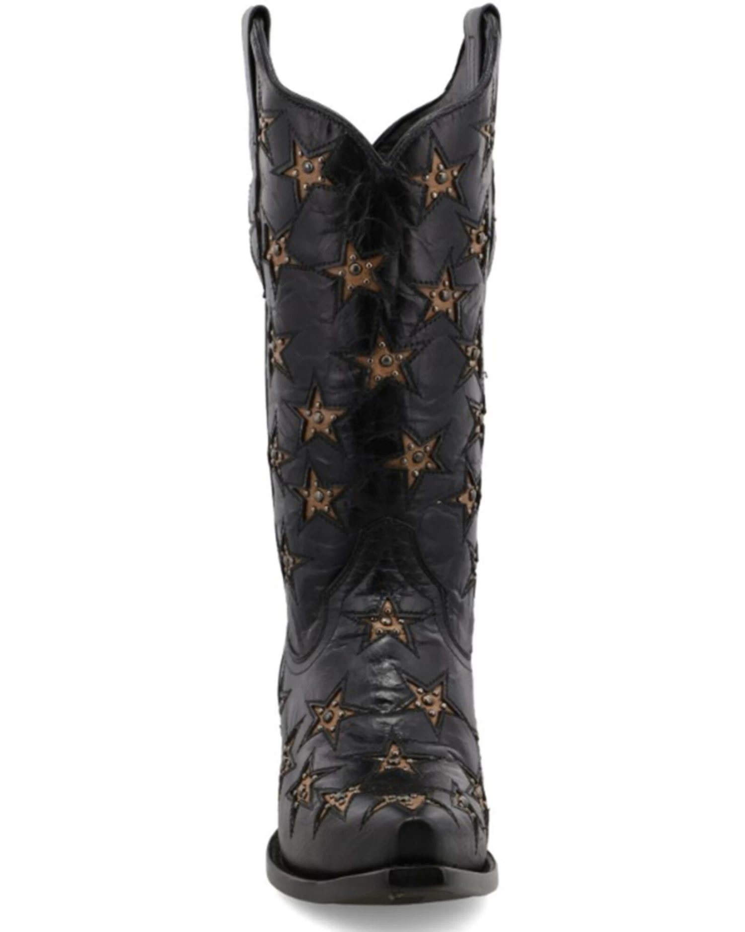 Black Star Women's Marfa Star Inlay Studded Leather Western Boot - Snip Toe - Image 4