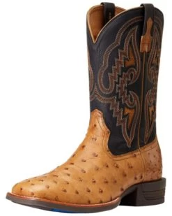 Ariat Men's Dagger Full-Quill Ostrich Exotic Western Boots - Broad Square Toe 