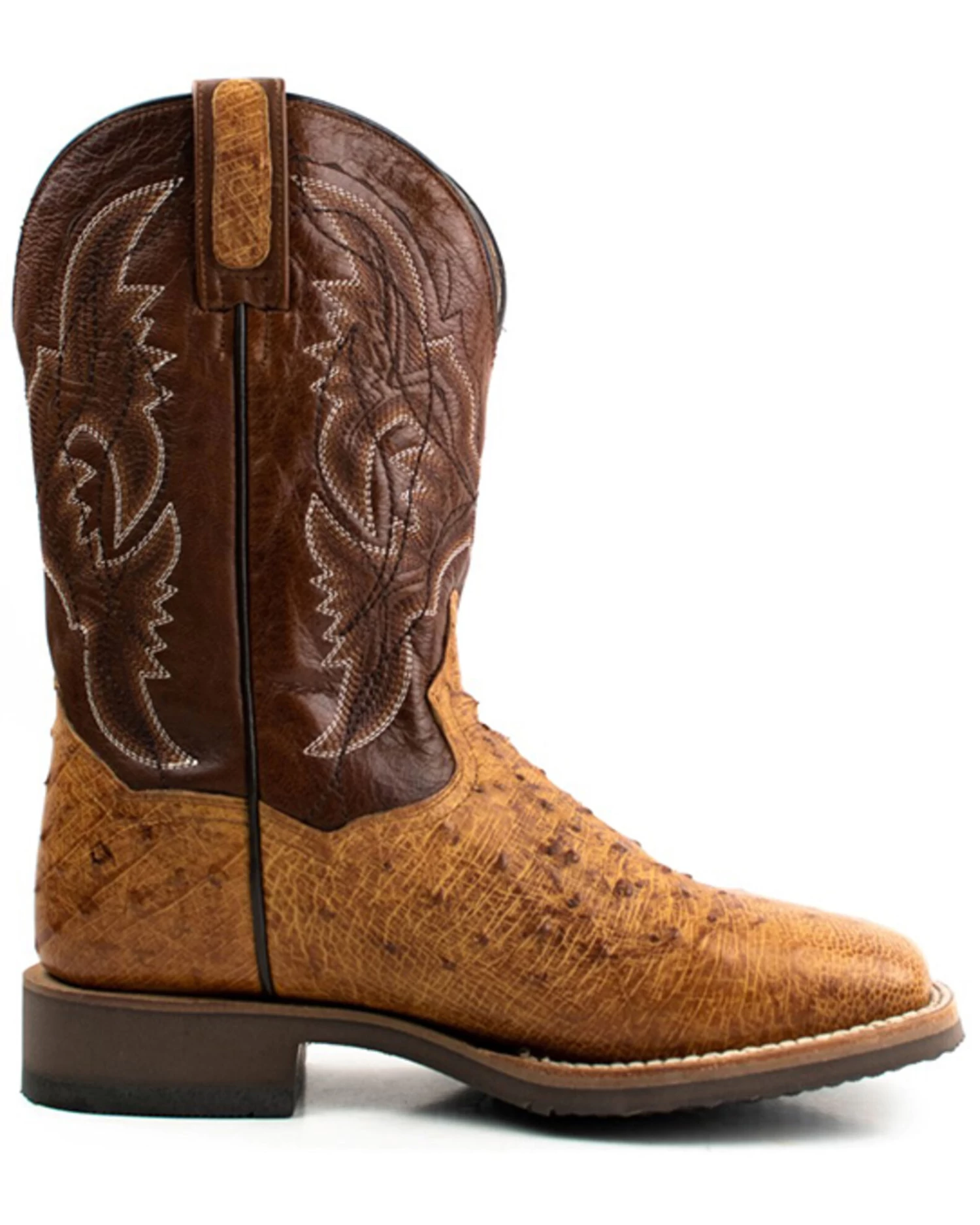 Dan Post Men's Saddle Hand Quill Ostrich Western Boots - Broad Square Toe - Image 2
