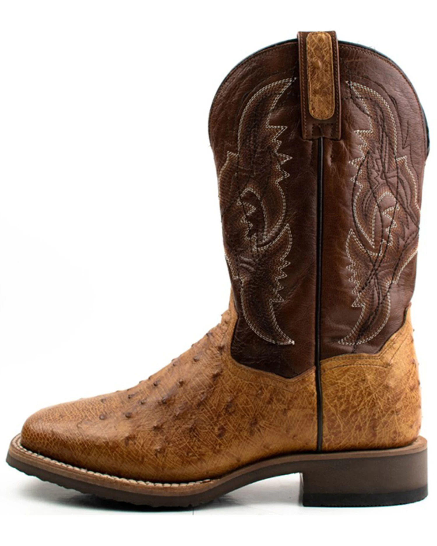 Dan Post Men's Saddle Hand Quill Ostrich Western Boots - Broad Square Toe - Image 3