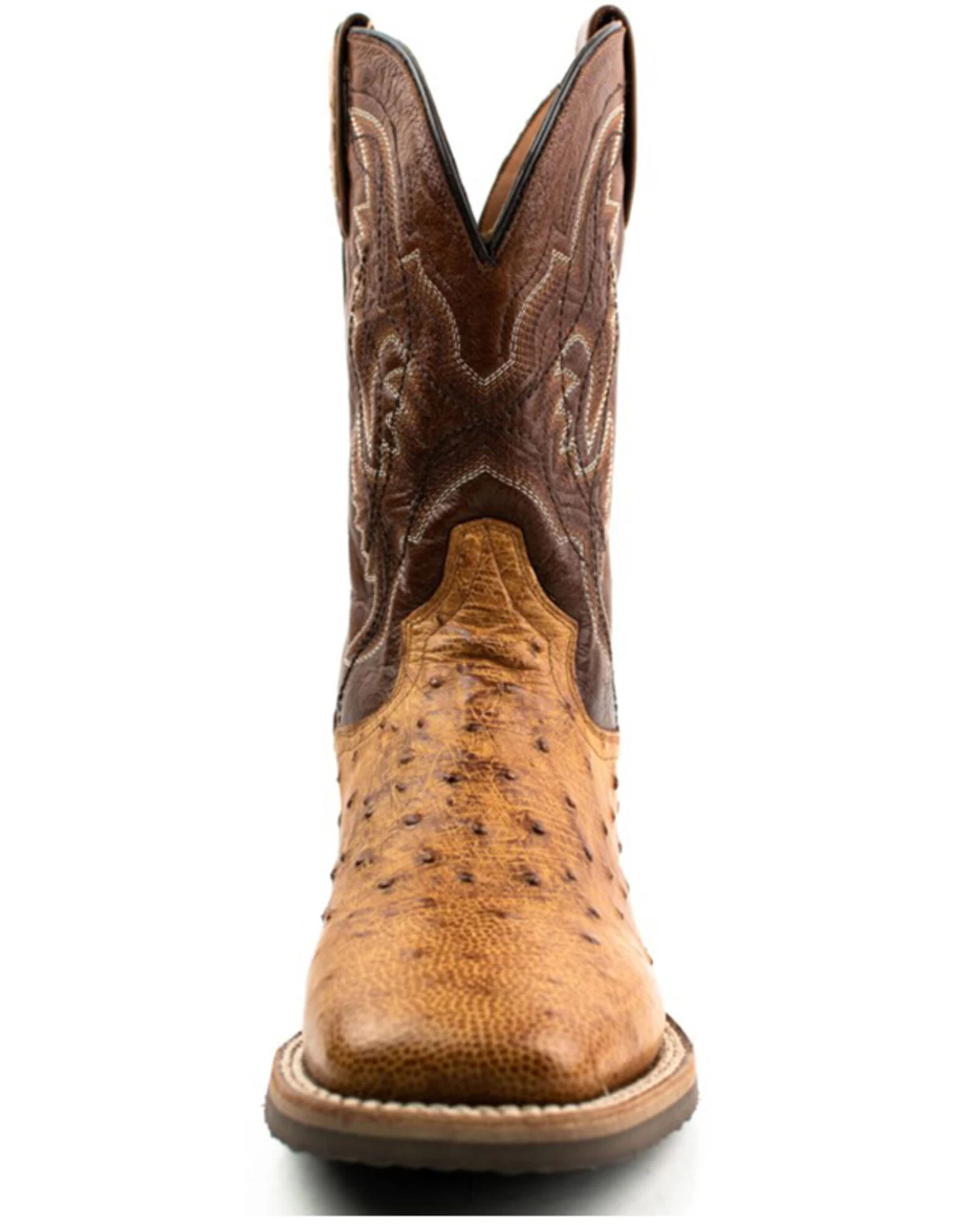 Dan Post Men's Saddle Hand Quill Ostrich Western Boots - Broad Square Toe - Image 4