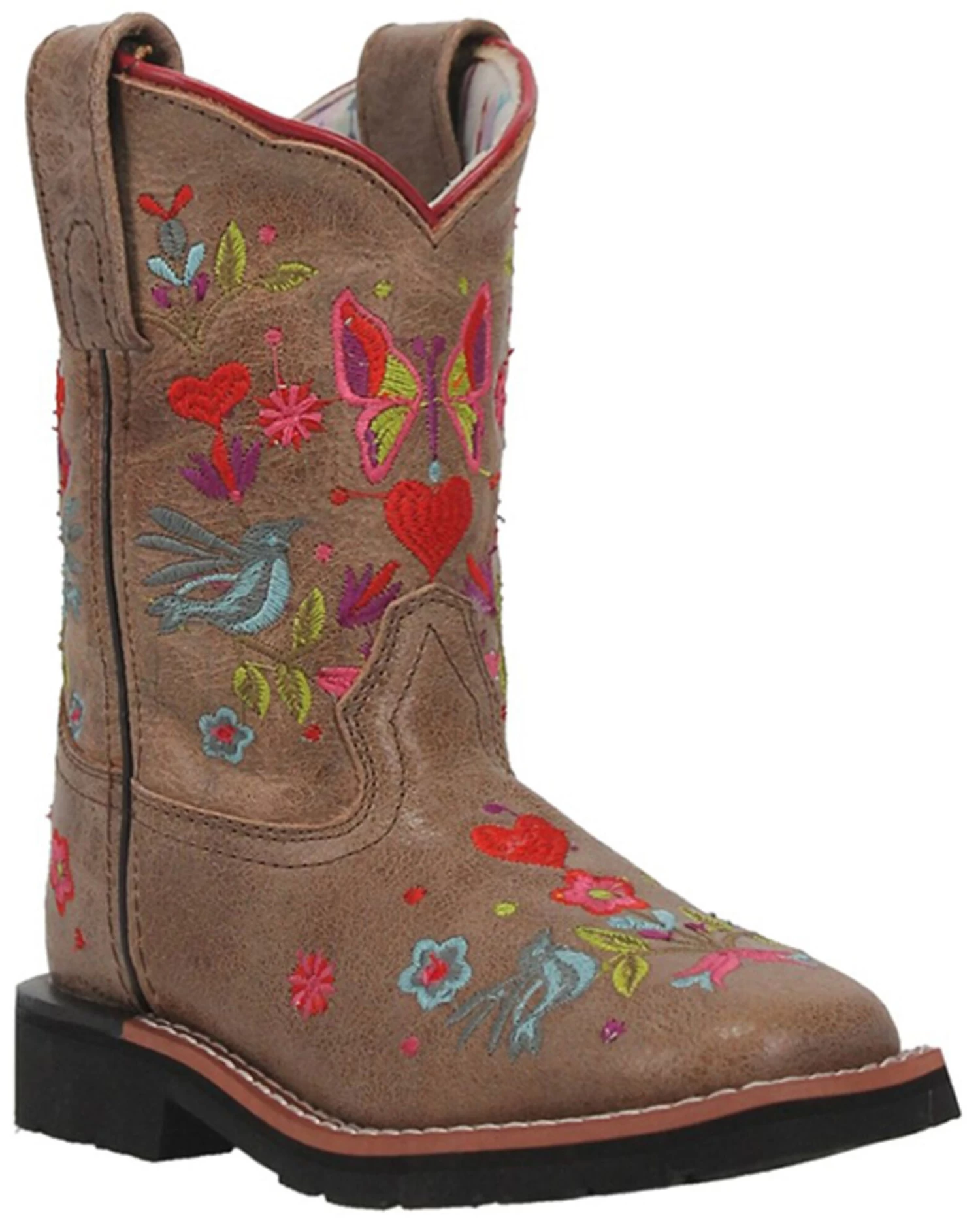 Dan Post Girls' Embroidered Western Boots - Broad Square Toe