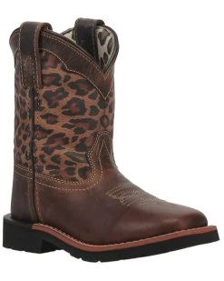Dan Post Toddler Girls' Leopard Print Western Boots - Broad Square Toe