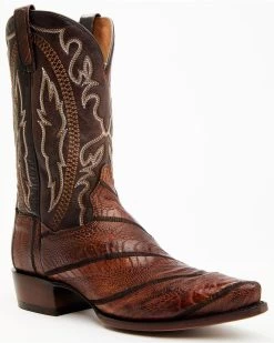 Dan Post Men's Exotic Wrapped Ostrich Leg Western Boots - Snip Toe 